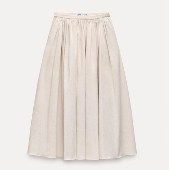 NWT ZARA RUFFLY WAIST SKIRT WHIT POCKETS - Picture 15 of 15